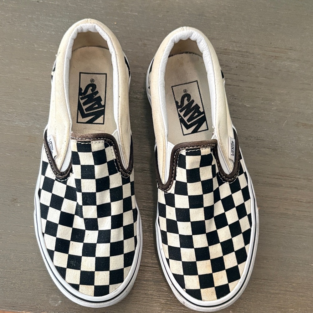 Vans Kids Black and White Checkered Slip-On Sneakers